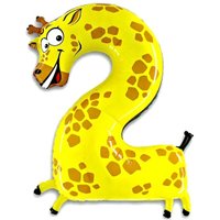 XXL Zahlenballon 2 als süße Giraffe für 2ten Kindergeburtstag