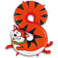 XXL Zahlenballon für 8. Geburtstag als süße Katze/Tiger