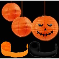 Kürbis-Lampions Bastelset für Halloween: 3 Lampions