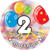 Ballon-Tortenaufleger 2. Geburtstag mit Name
