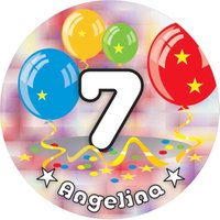 Ballon-Tortenaufleger 7. Geburtstag mit Name