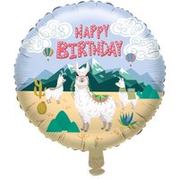 Folienballon Happy Birthday mit Motiv niedliche Lamas