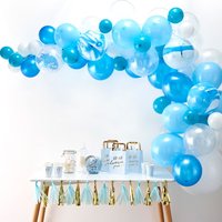 Ballongirlande mit 70 Ballons in weiß & blau