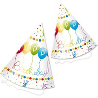 Happy Birthday Luftschlangen Partyhüte 6er Pckm 16cm