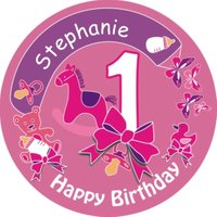 Tortenbild für 1. Geburtstag Mädchen mit Name  rund