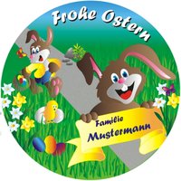 Frohes Osterfest Tortenaufleger mit Familienname  rund