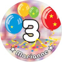 Ballon-Tortenaufleger 3. Geburtstag mit Name