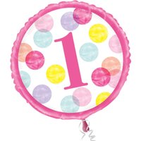 PINK DOTS Folienballon zum 1. Geburtstag