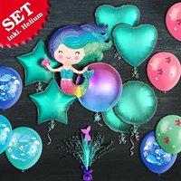Ballongas-Set Meerjungfrau 50er Heliumgas + Schöne Ballons