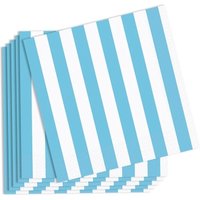 Partyservietten taubenblau-weiß gestreift aus Papier