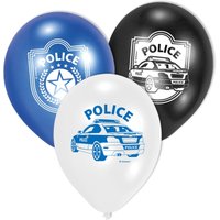 Police Luftballons im 6er Pack