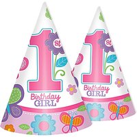 Sweet Birthday Partyhüte 8er +Gummi