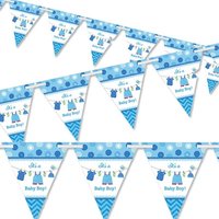 Partykette mit 24 Wimpeln im Baby Boy-Design