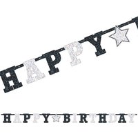Black & White Happy Birthday Prismatic Letter Banner 2