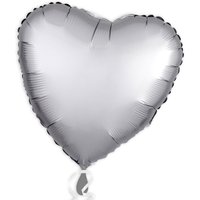 Folienballon als Herz Platin-Silber 34 cm