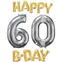 HAPPY 60 B-DAY XL Ballonset zum 60. Geburtstag gold-silber