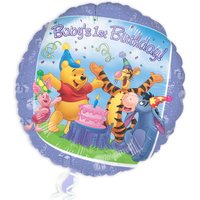 Winnie Pooh runder Folienballon zum 1. Kindergeburtstag