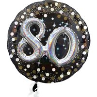 XXL Glitzer-Folieballon Set mit 3D Effekt zum 80. Geburtstag