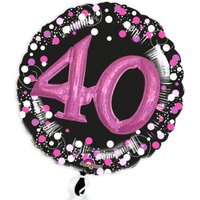 Glitzer-Folieballon Set mit 3D Effekt in schwarz-pink zum 40. Geburtstag