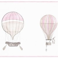 Jules et Julie Bordüre Heißluftballon weiß rosa grau