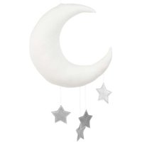 Cotton & Sweets Mobile Mond weiß mit Sternen silber