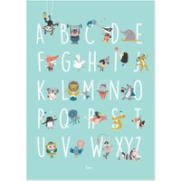 Julica Poster zur Kinderzimmer-Deko ABC (50 x 70 cm) inkl. Memory-Spiel zum Ausschneiden in mint