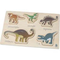 Sebra Legepuzzle Dino aus Holz mit 5 Puzzleteilen (ab 1 Jahr) in bunt
