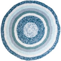 Sebra Häkel-Teppich aus Baumwolle rund (120 cm) in tannenblau