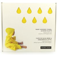 Ekobo Baby Handtuch mit Kapuze und Waschlappen Set aus Bio-Baumwolle (100x60 cm / 30x30 cm) in lemon gelb