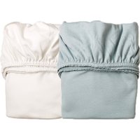 Leander Spannbettlaken aus Baumwolle für Wiege und Beistellbett in Blau & Weiss (2-er Pack