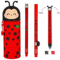 Legami Ladybug Set - Erasable Gel Pen + Mäppchen + Lovely Friends + K