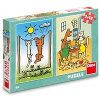 2 Puzzles - Doggie & Pussycat 48 Teile Puzzle  Dino