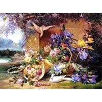 Elegantes Stillleben mit Blumen 2000 Teile Puzzle  Castorland