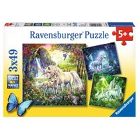 3 Puzzles - Schöne Einhörner 49 Teile Puzzle  Ravensburger