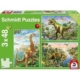 3 Puzzles - Abenteuer mit den Dinosauriern 48 Teile Puzzle Schmidt Spiele