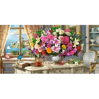 Sommerblumen und eine Tasse Tee 4000 Teile Puzzle  Castorland
